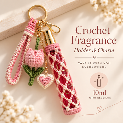 Crochet Fragrance Holder & Charm – 10ml Perfume Keychain